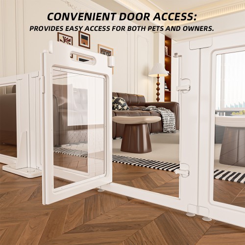 Adjustable Acrylic Safety Gate for Babies and Pets, Removable Panels, Anti-Slip Suction Base, Durable Construction (10 Panel)